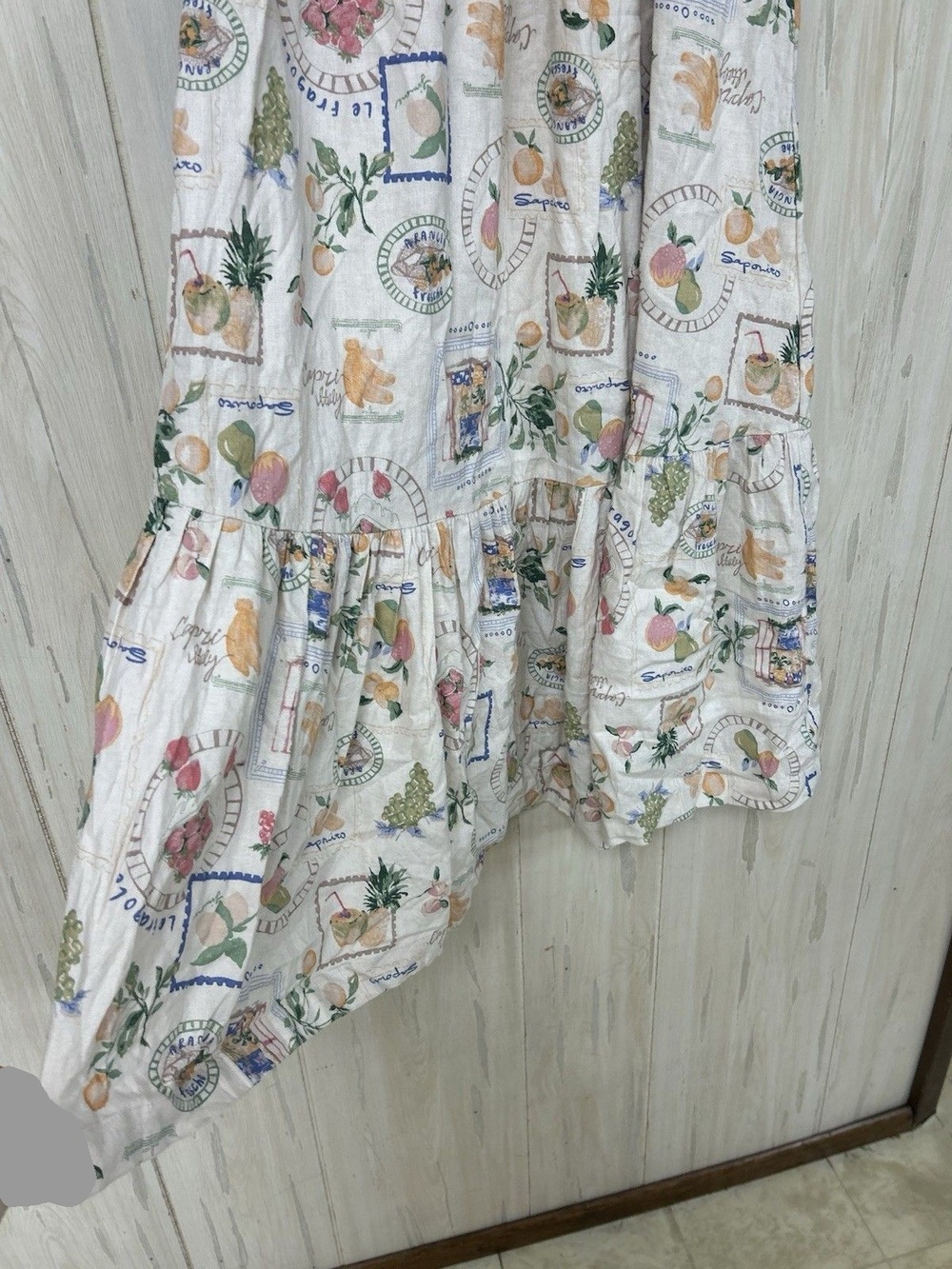 Abercrombie & Fitch (XS ) Italy Print Linen Blend Maxi Skirt Fruit Lined Cottage - Picture 6 of 6